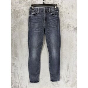 Mother High Waisted Looker Ankle Jeans Leave The Light On Black Skinny 26